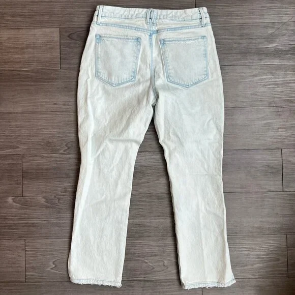 Good American Good Classic Slim Straight Jeans Ankle Slit Distressed Size 12 - Picture 3 of 7